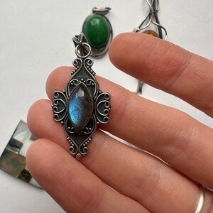 Vintage Labradorite Sterling Silver Pendant